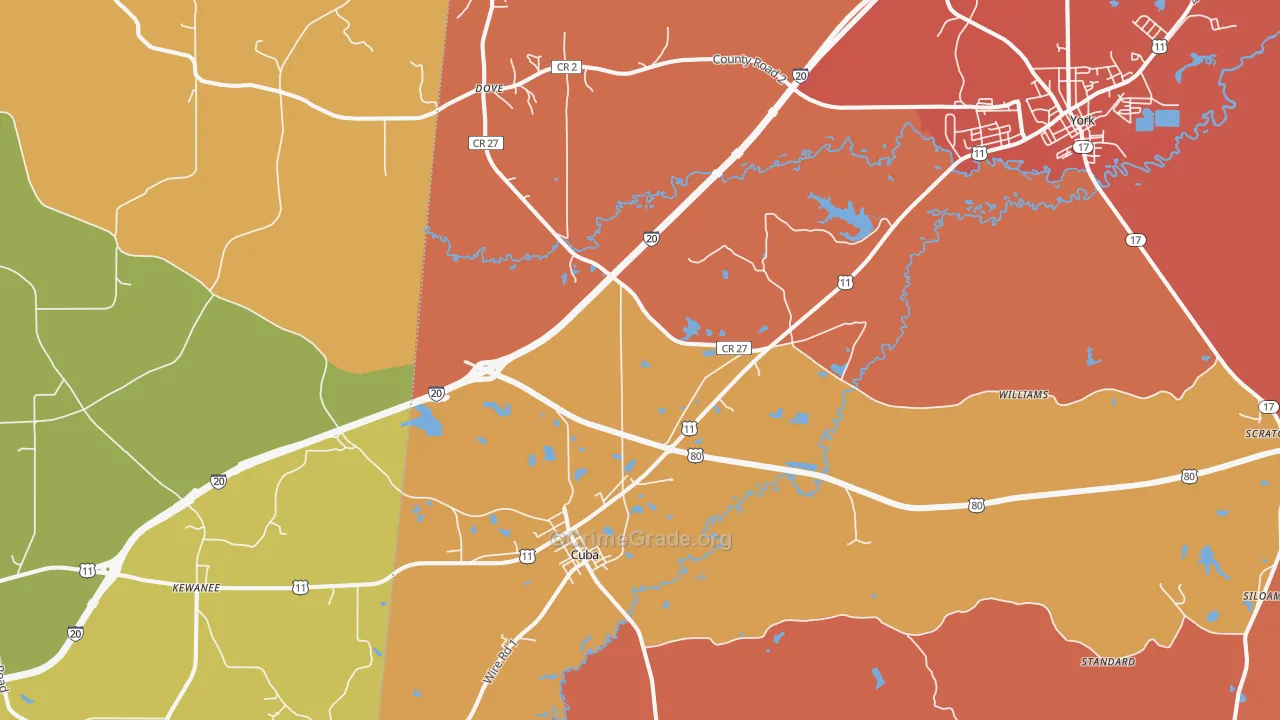 Cuba, AL Map of Vandalism Rates