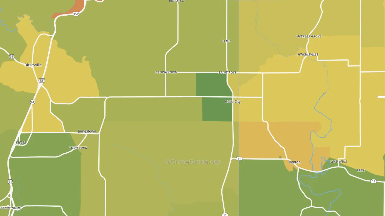Cuba City, WI Map of Vandalism Rates