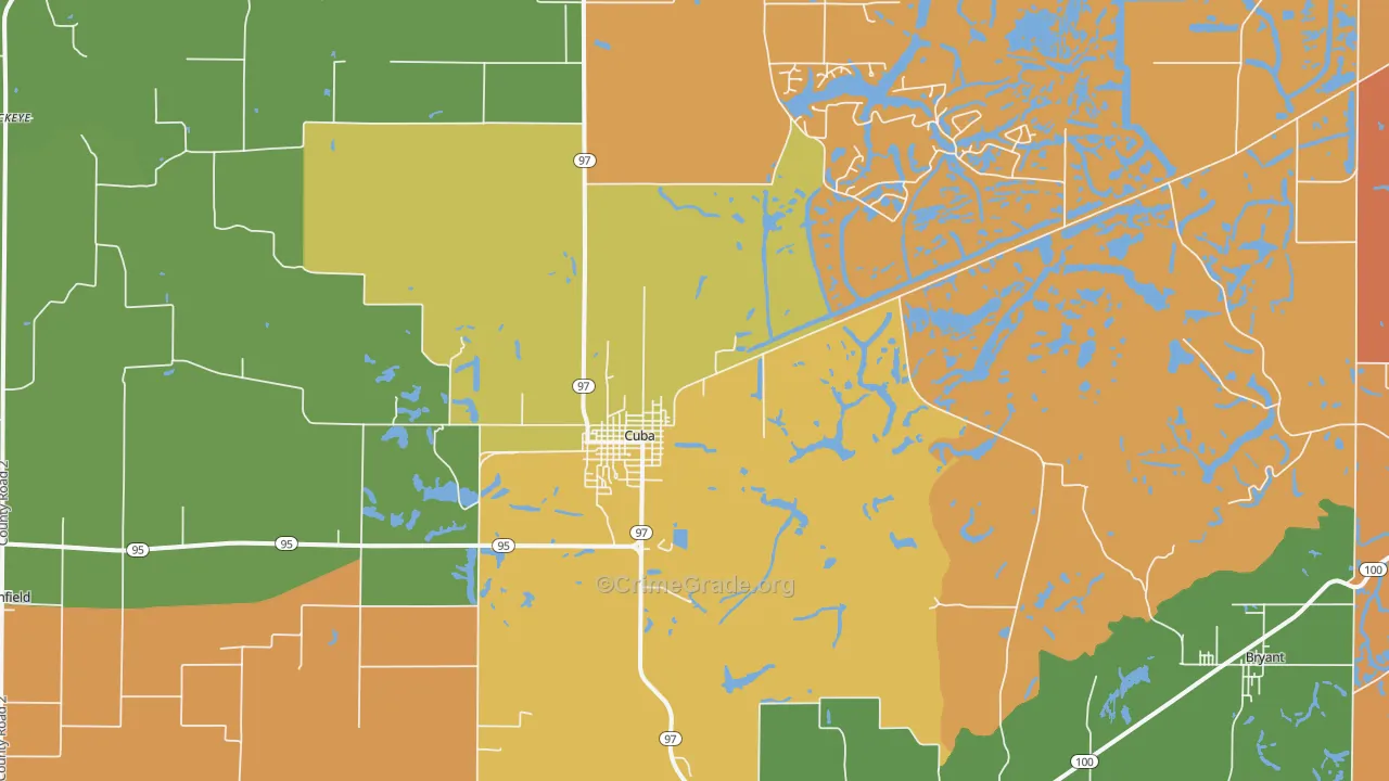 Cuba, IL Map of Vandalism Rates