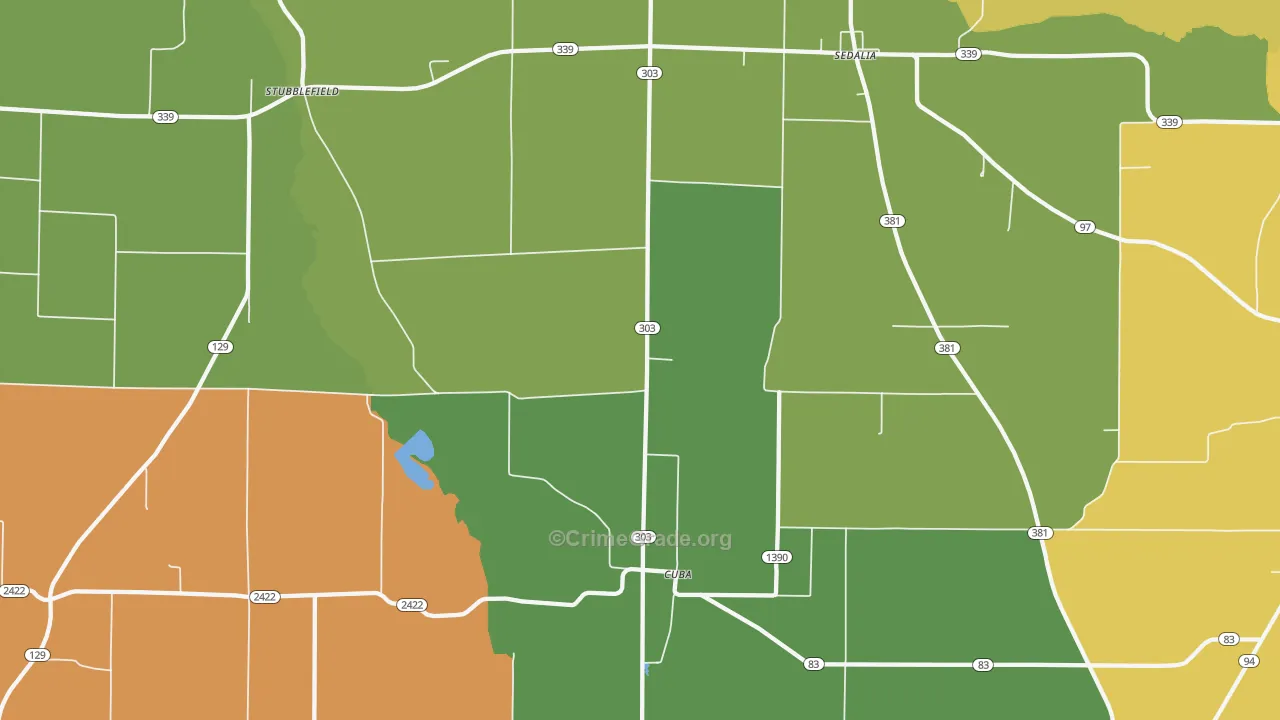 Cuba, KY Map of Vandalism Rates