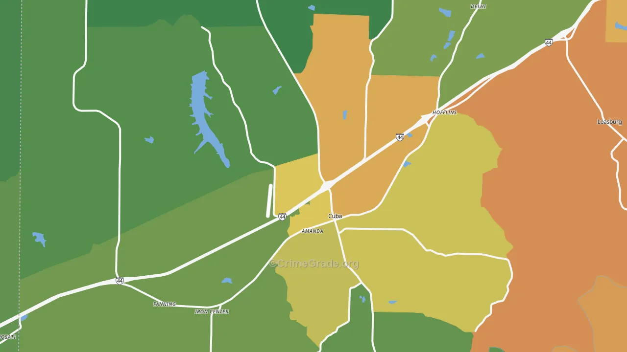 Cuba, MO Map of Vandalism Rates