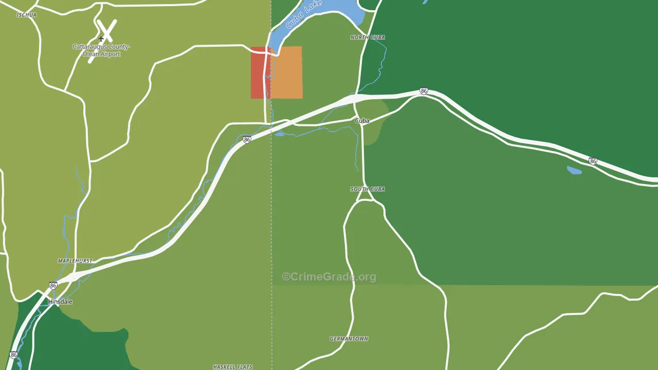 Cuba, NY Map of Vandalism Rates