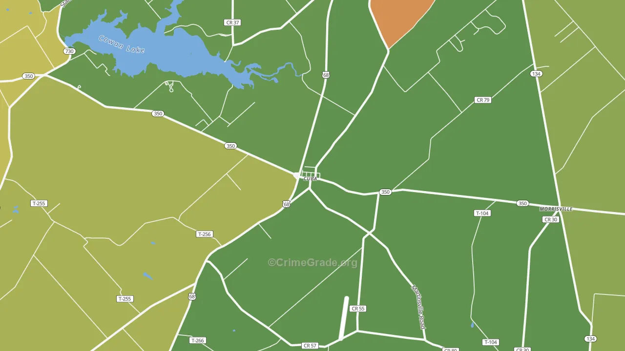 Cuba, OH Map of Vandalism Rates