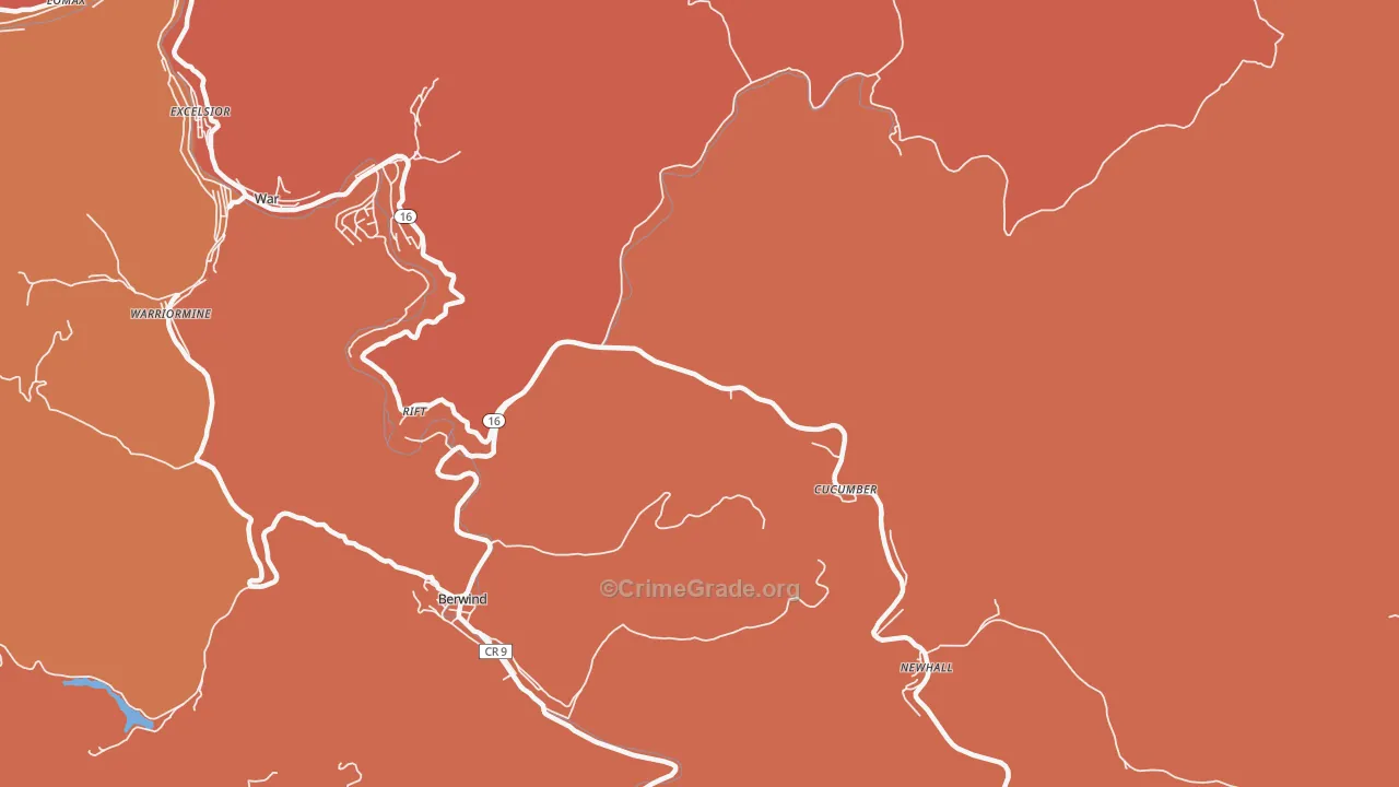 Cucumber, WV Map of Vandalism Rates