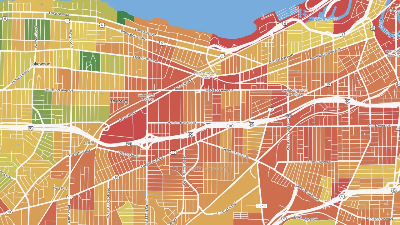 Cudell, Cleveland, OH Map of Vandalism Rates