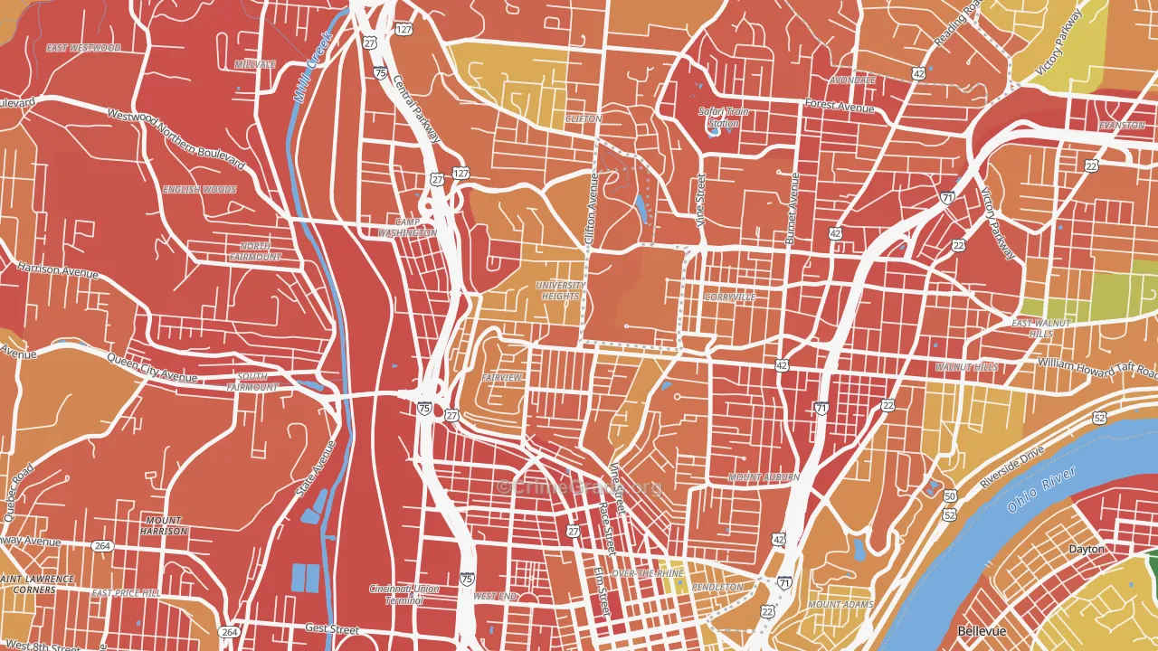 Cuf, Cincinnati, OH Map of Vandalism Rates