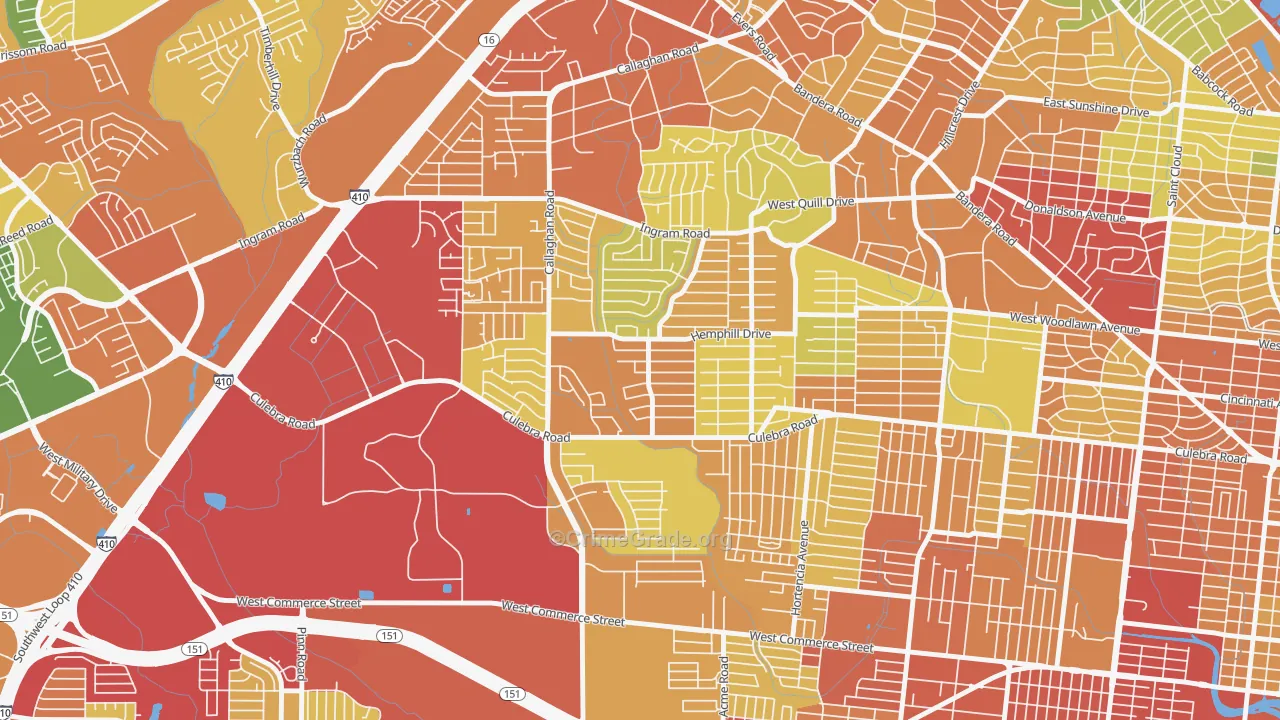 Culebra Park, San Antonio, TX Map of Vandalism Rates