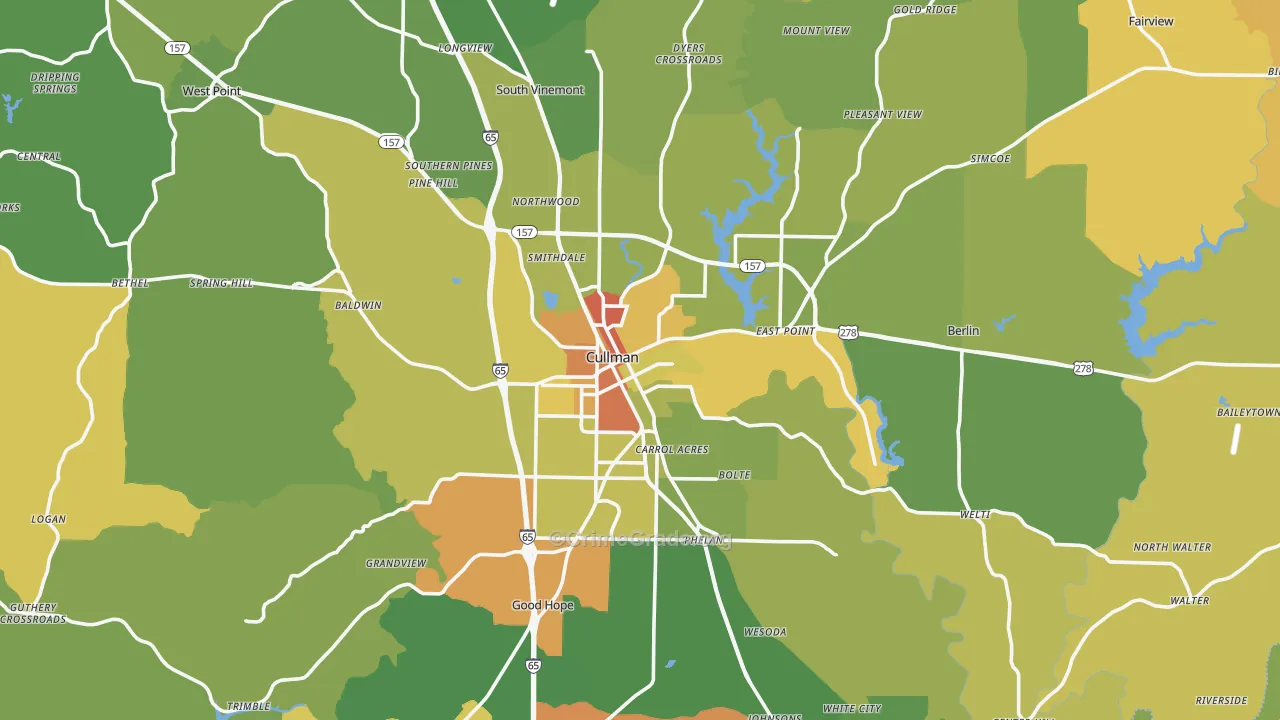 Cullman, AL Map of Vandalism Rates
