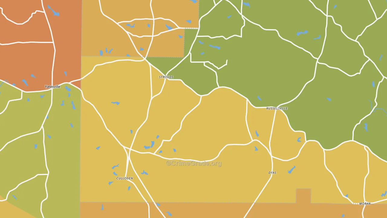 Culloden, GA Map of Vandalism Rates
