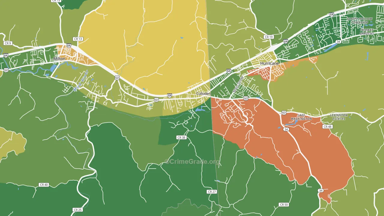 Culloden, WV Map of Vandalism Rates
