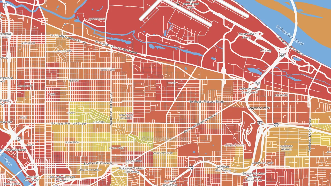 Cully, Portland, OR Map of Vandalism Rates