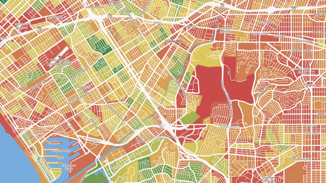 Culver City, CA Map of Vandalism Rates