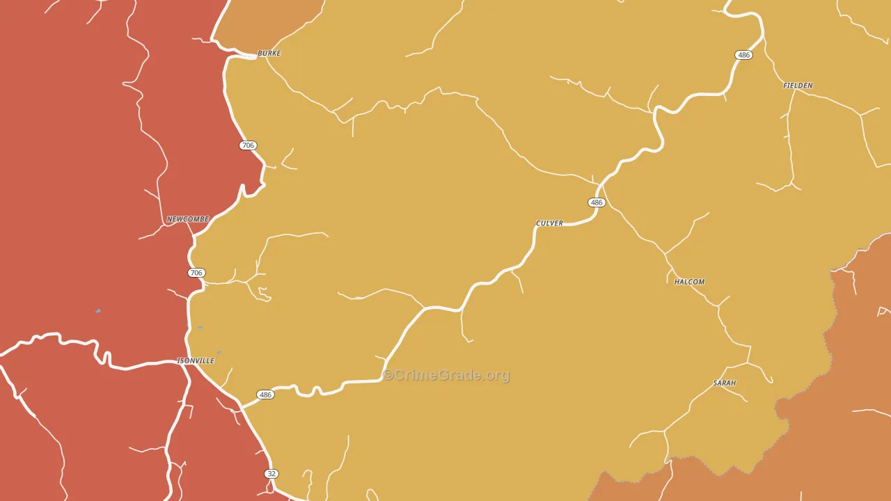 Culver, KY Map of Vandalism Rates