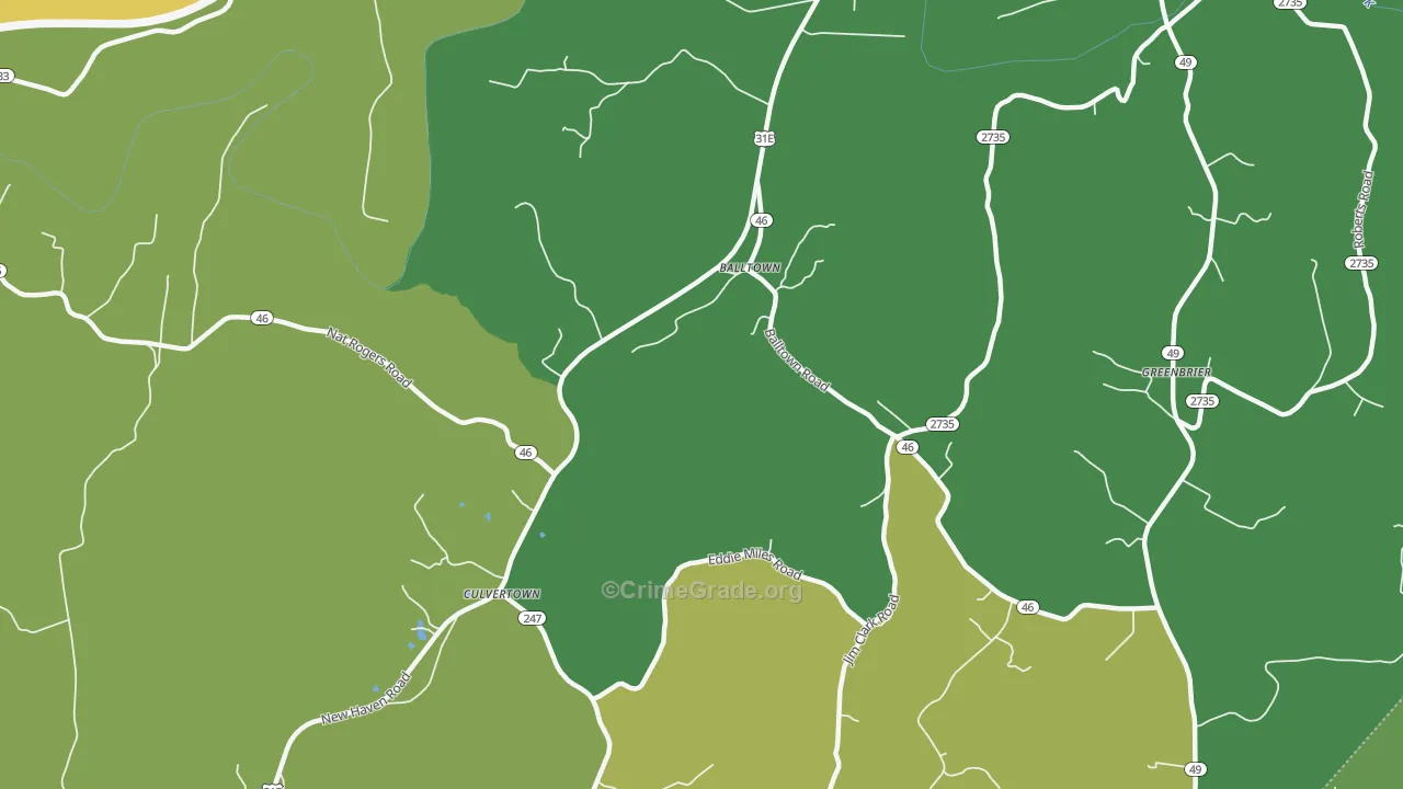 Culvertown, KY Map of Vandalism Rates
