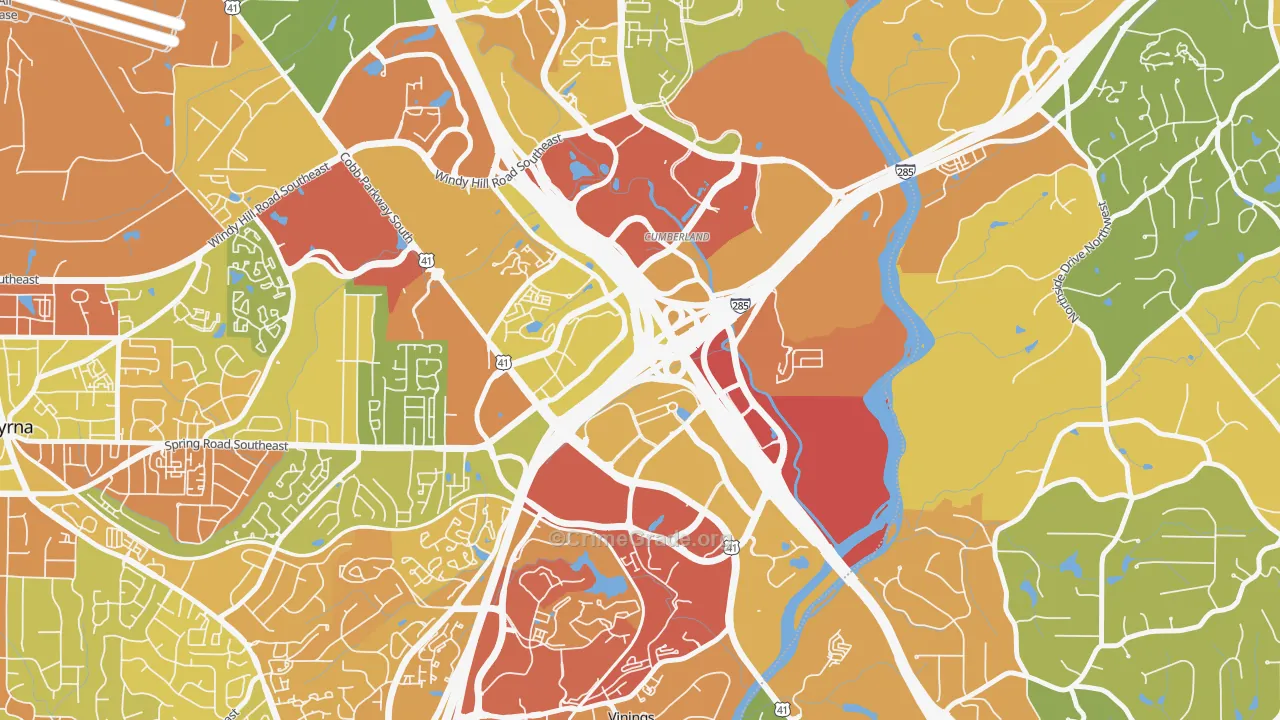 Cumberland, Atlanta, GA Map of Vandalism Rates