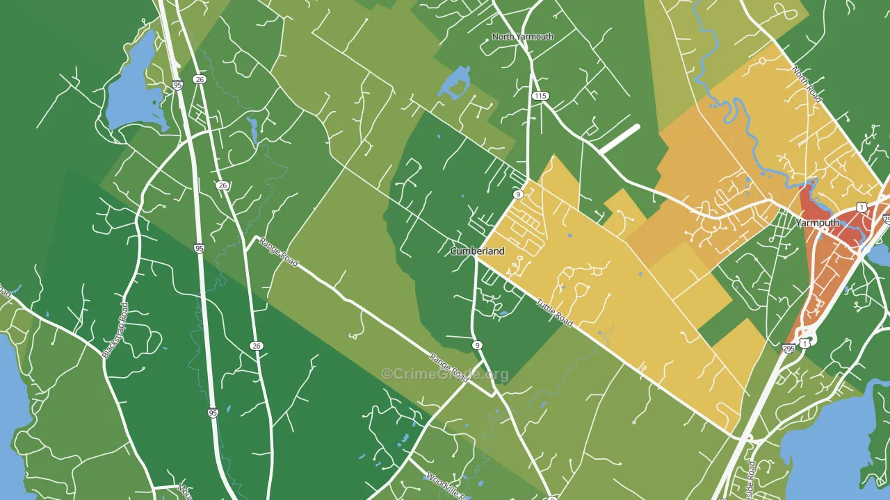 Cumberland Center, ME Map of Vandalism Rates