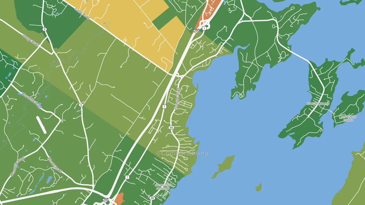 Cumberland Foreside, ME Map of Vandalism Rates