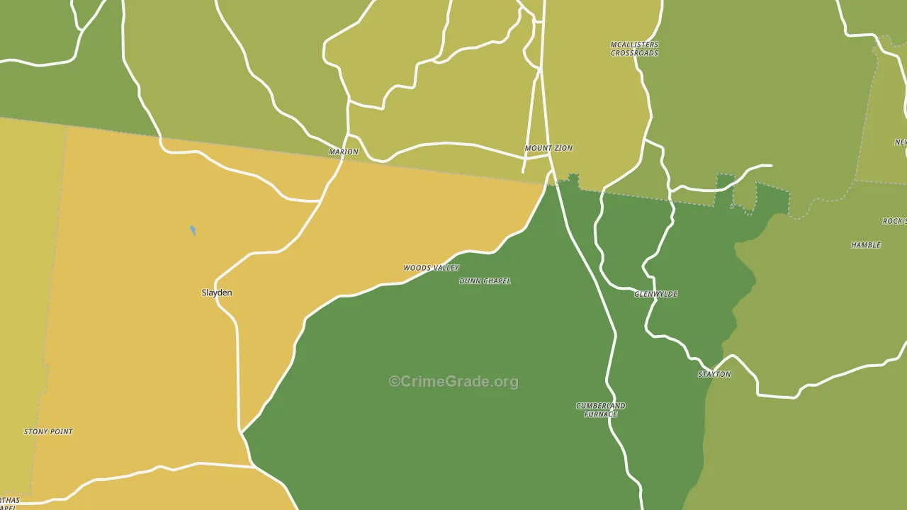 Cumberland Furnace, TN Map of Vandalism Rates
