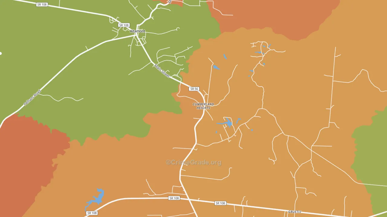 Cumberland Heights, TN Map of Vandalism Rates
