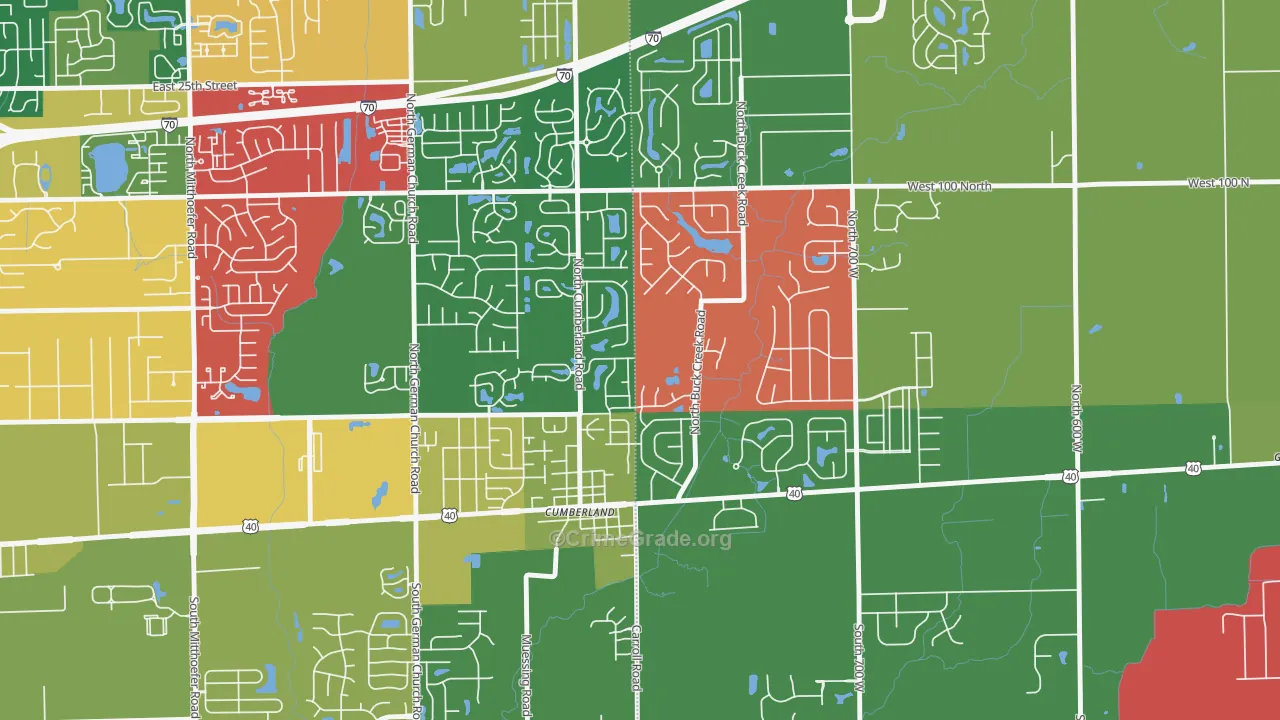 Cumberland, IN Map of Vandalism Rates