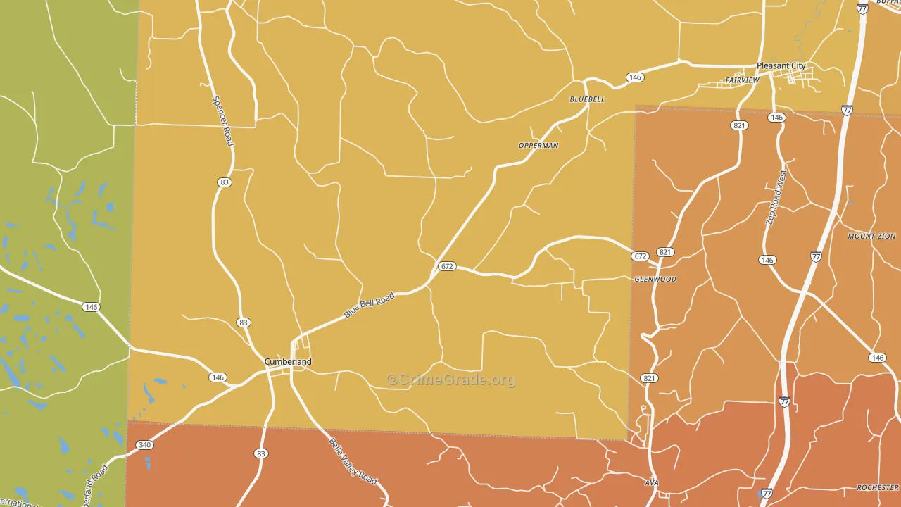 Cumberland, OH Map of Vandalism Rates