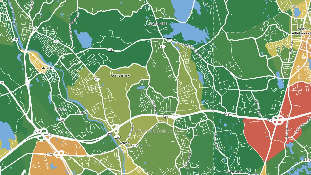 Cumberland, RI Map of Vandalism Rates