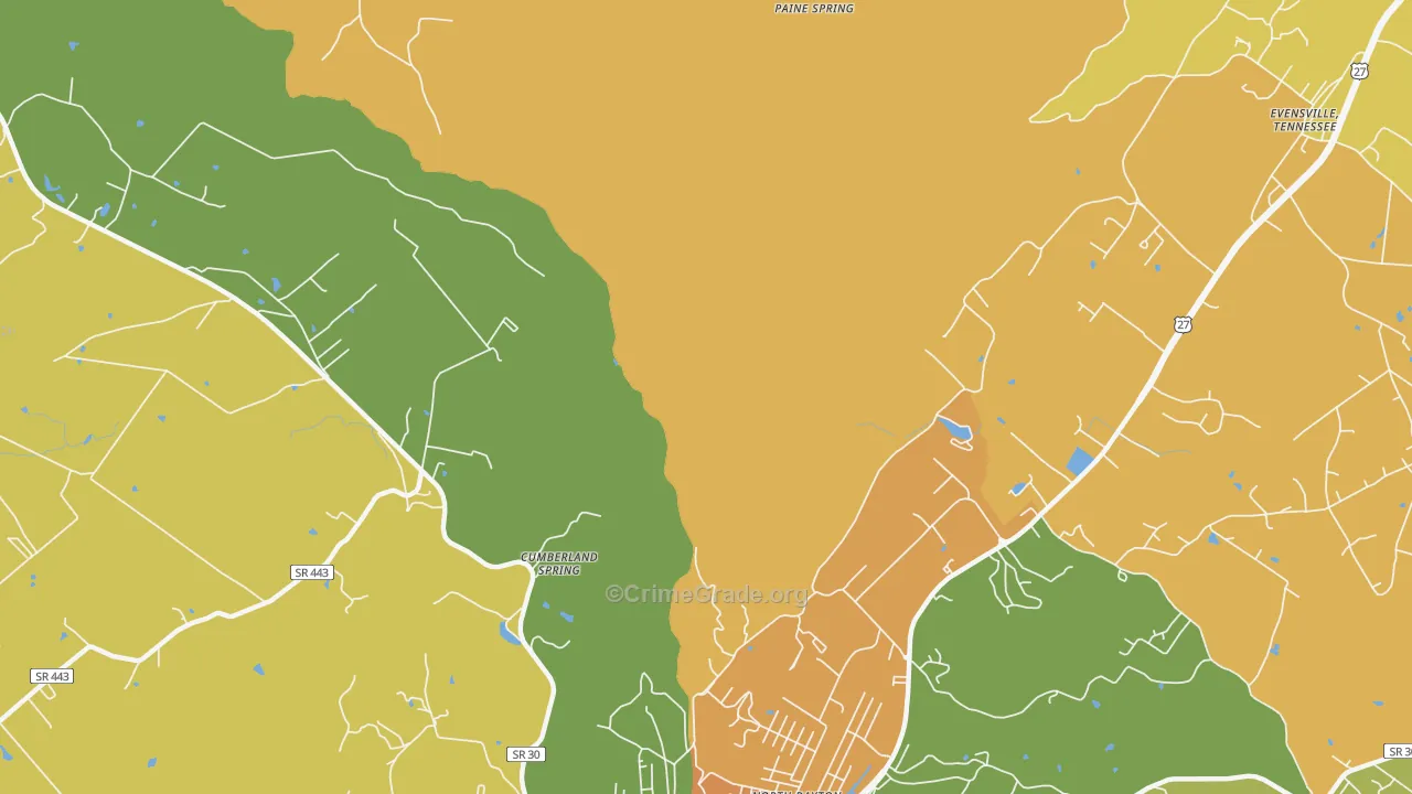 Cumberland Springs, TN Map of Vandalism Rates
