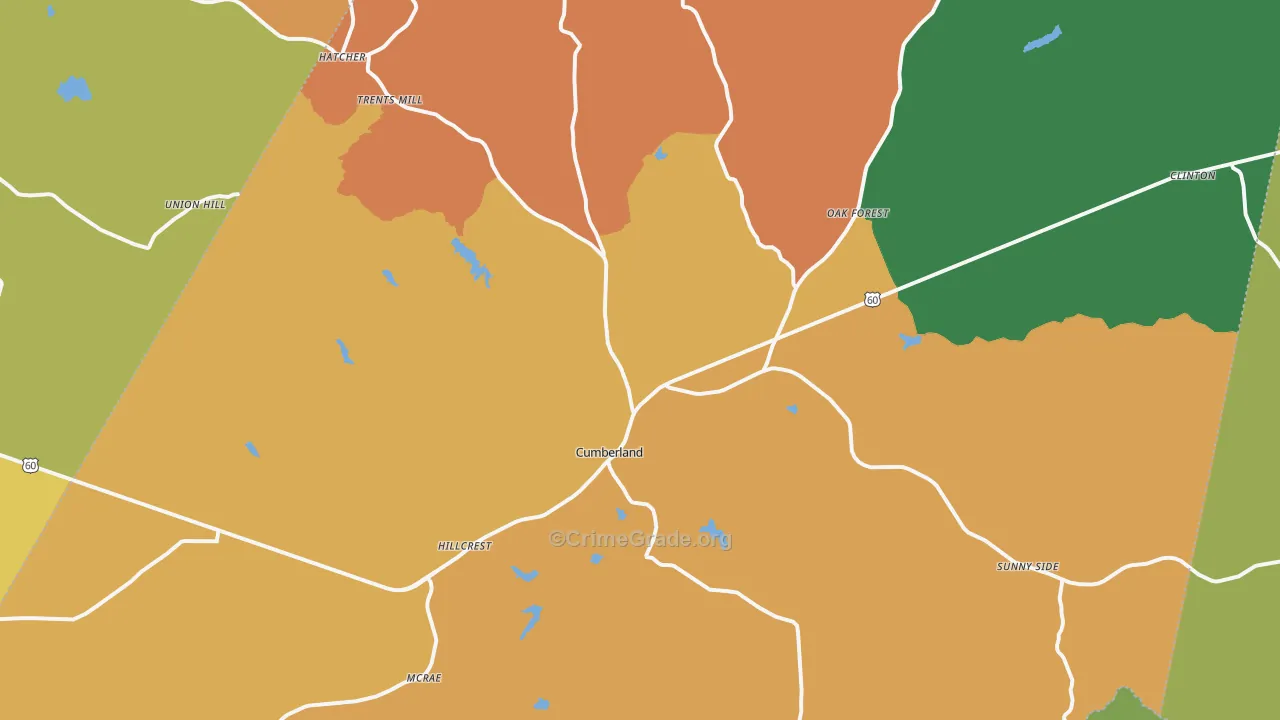 Cumberland, VA Map of Vandalism Rates