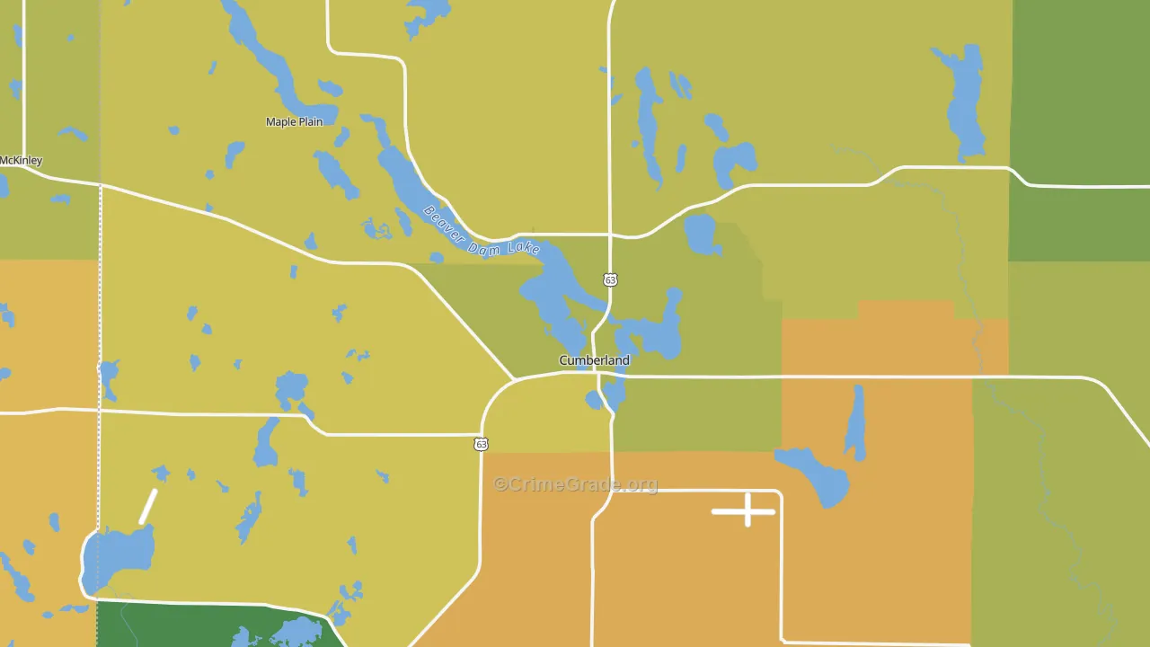 Cumberland, WI Map of Vandalism Rates