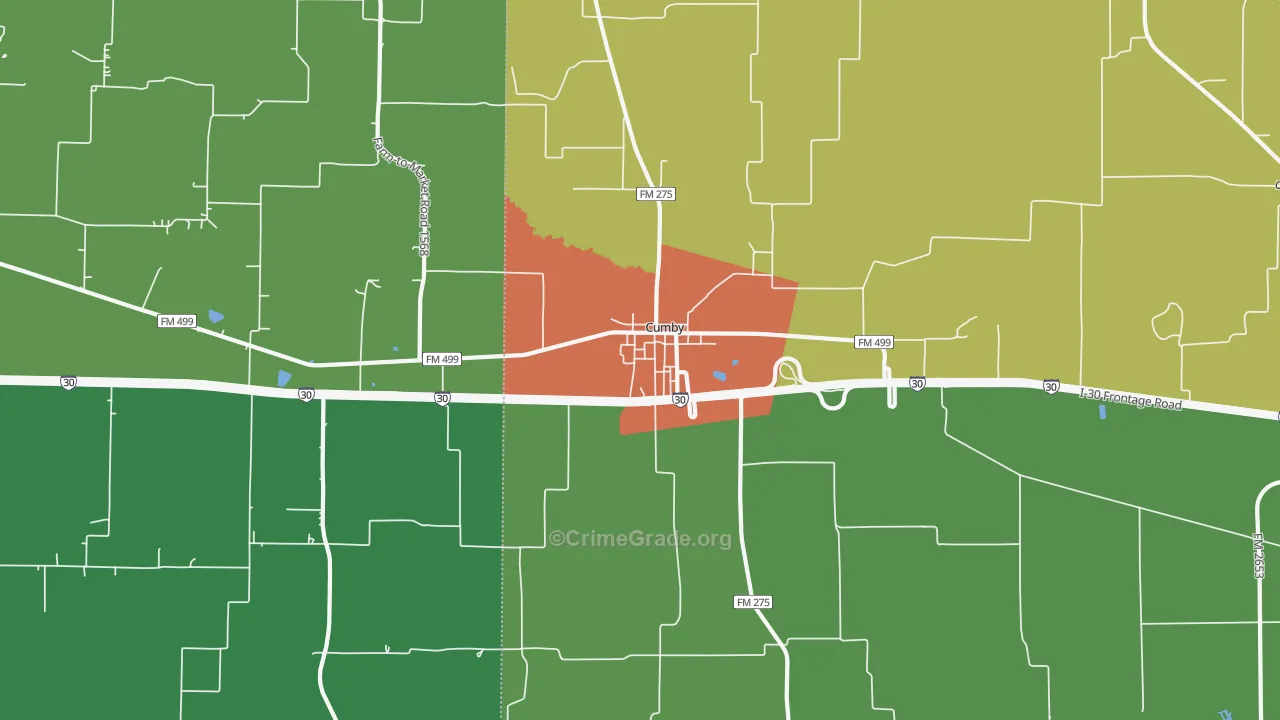 Cumby, TX Map of Vandalism Rates