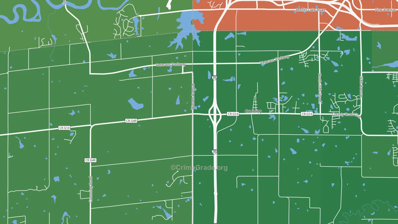 Cumming, IA Map of Vandalism Rates