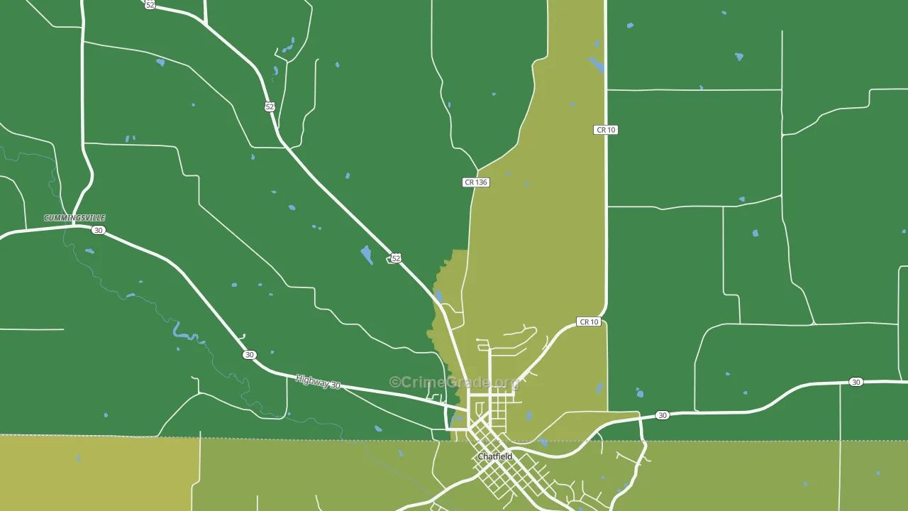Cummingsville, MN Map of Vandalism Rates