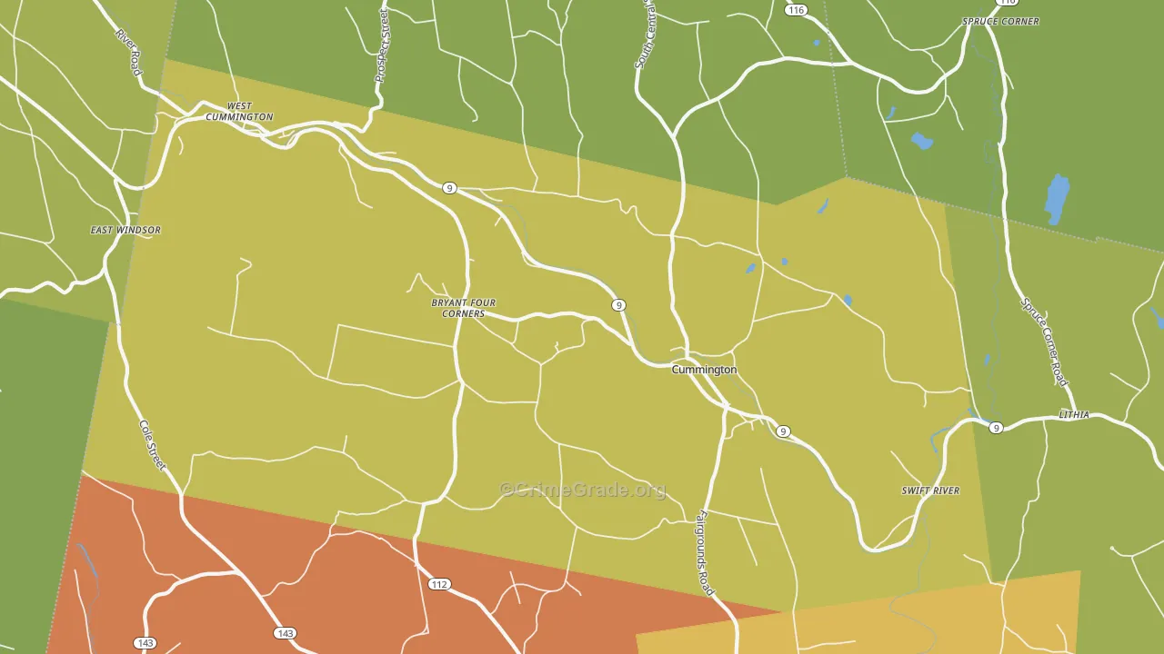 Cummington, MA Map of Vandalism Rates