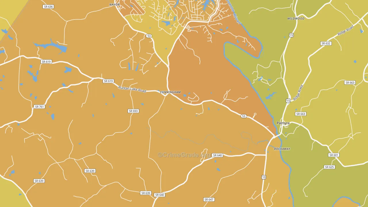 Cunningham, VA Map of Vandalism Rates