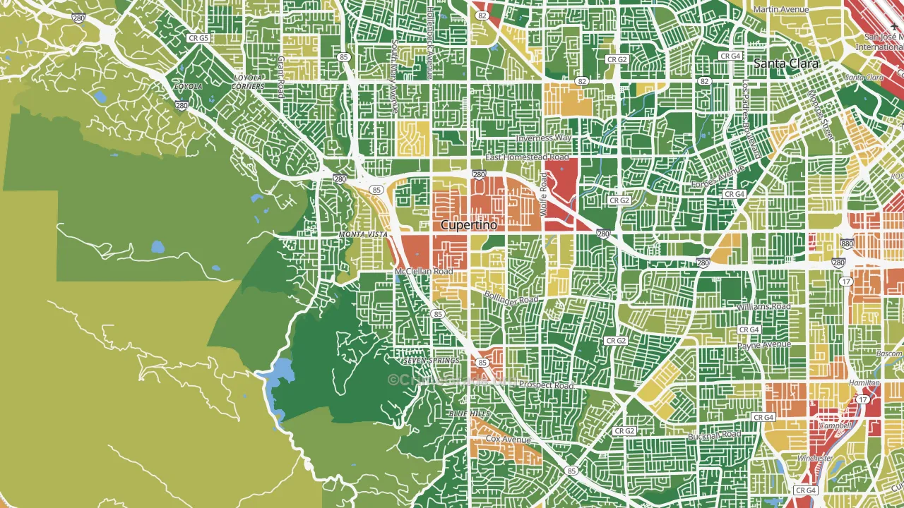 Cupertino, CA Map of Vandalism Rates