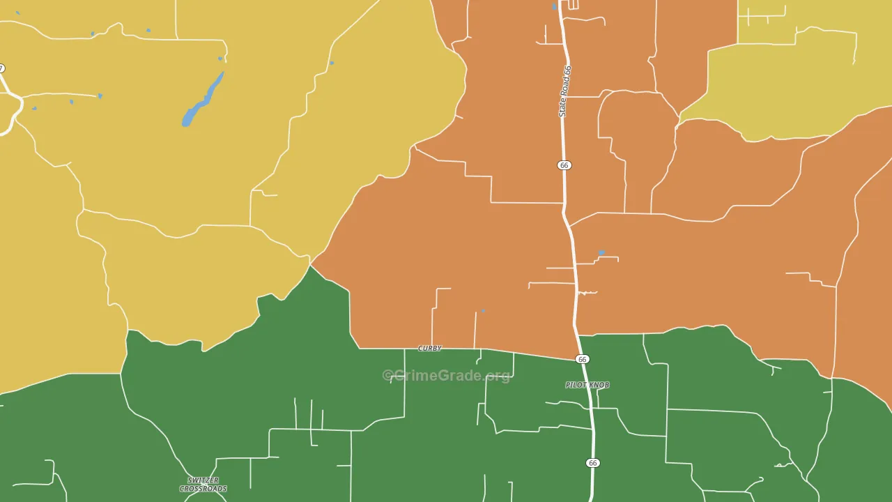 Curby, IN Map of Vandalism Rates
