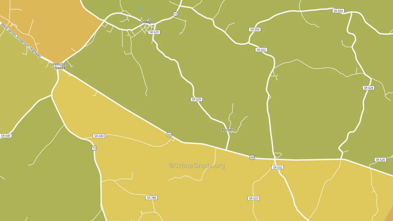 Curdsville, VA Map of Vandalism Rates