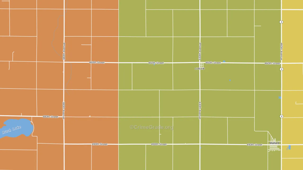 Curlew, IA Map of Vandalism Rates