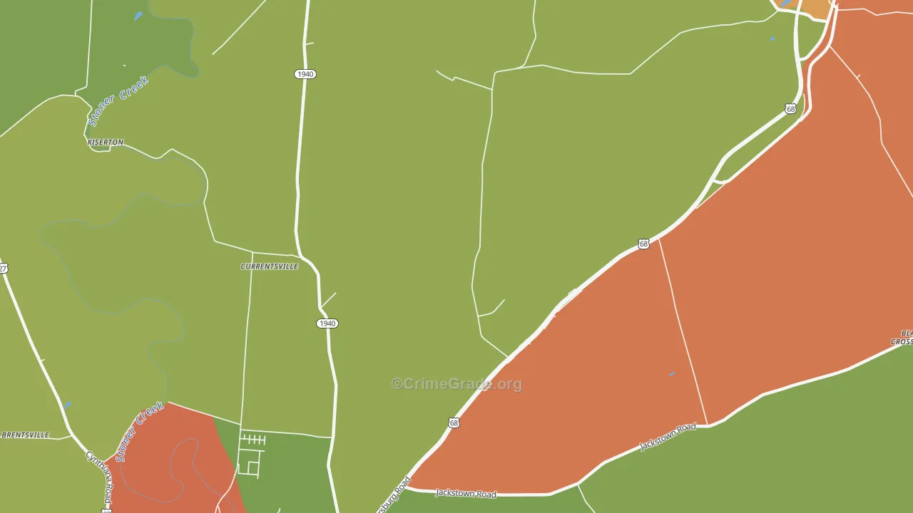 Currentsville, KY Map of Vandalism Rates