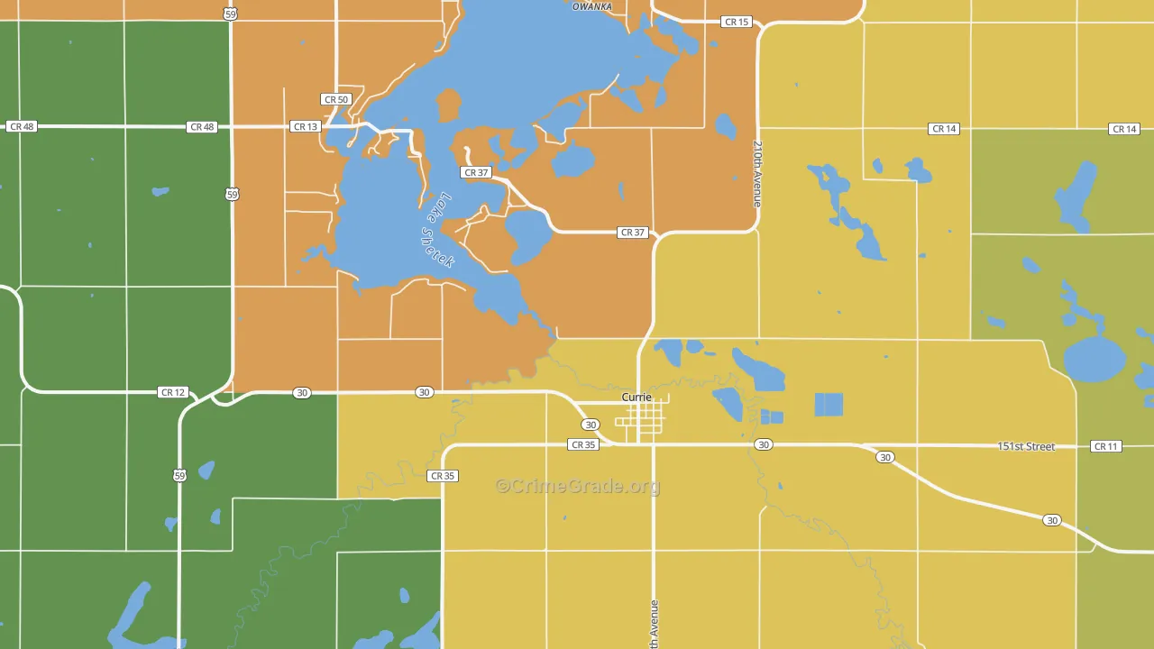 Currie, MN Map of Vandalism Rates