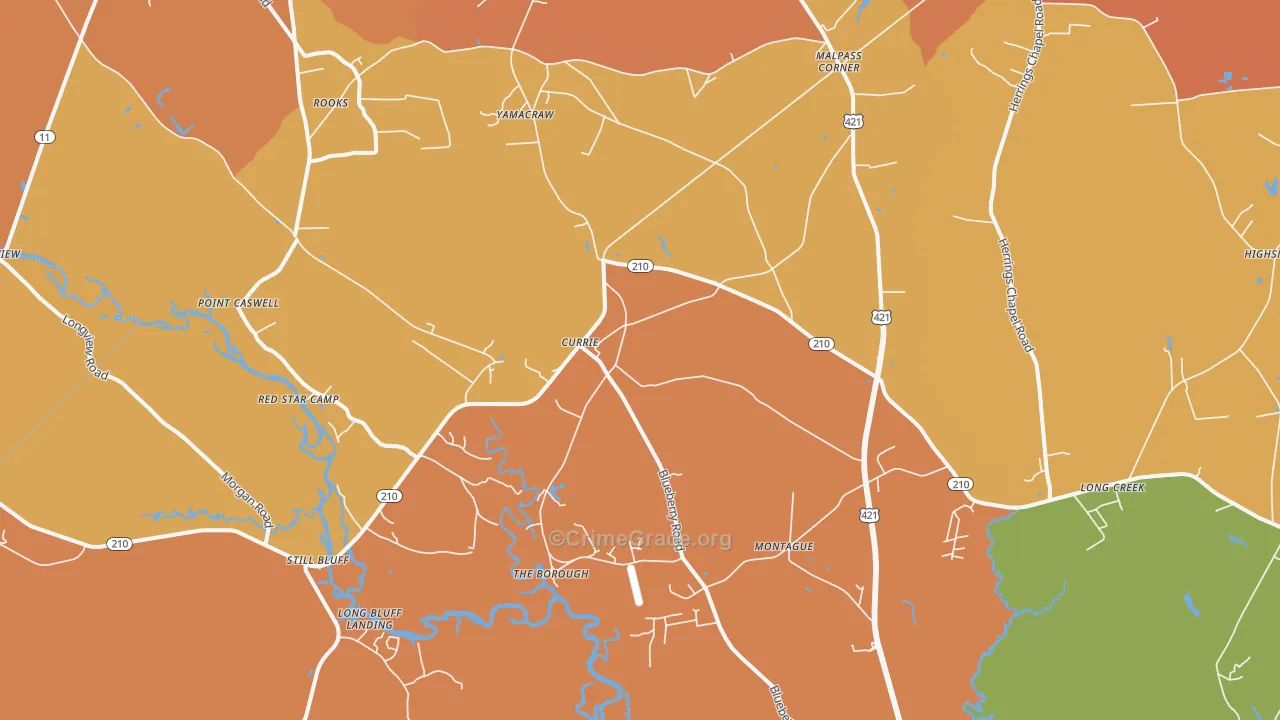 Currie, NC Map of Vandalism Rates