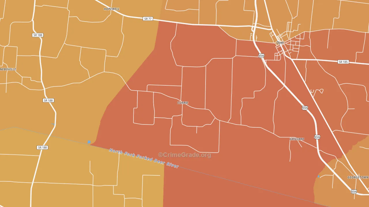Currie, TN Map of Vandalism Rates