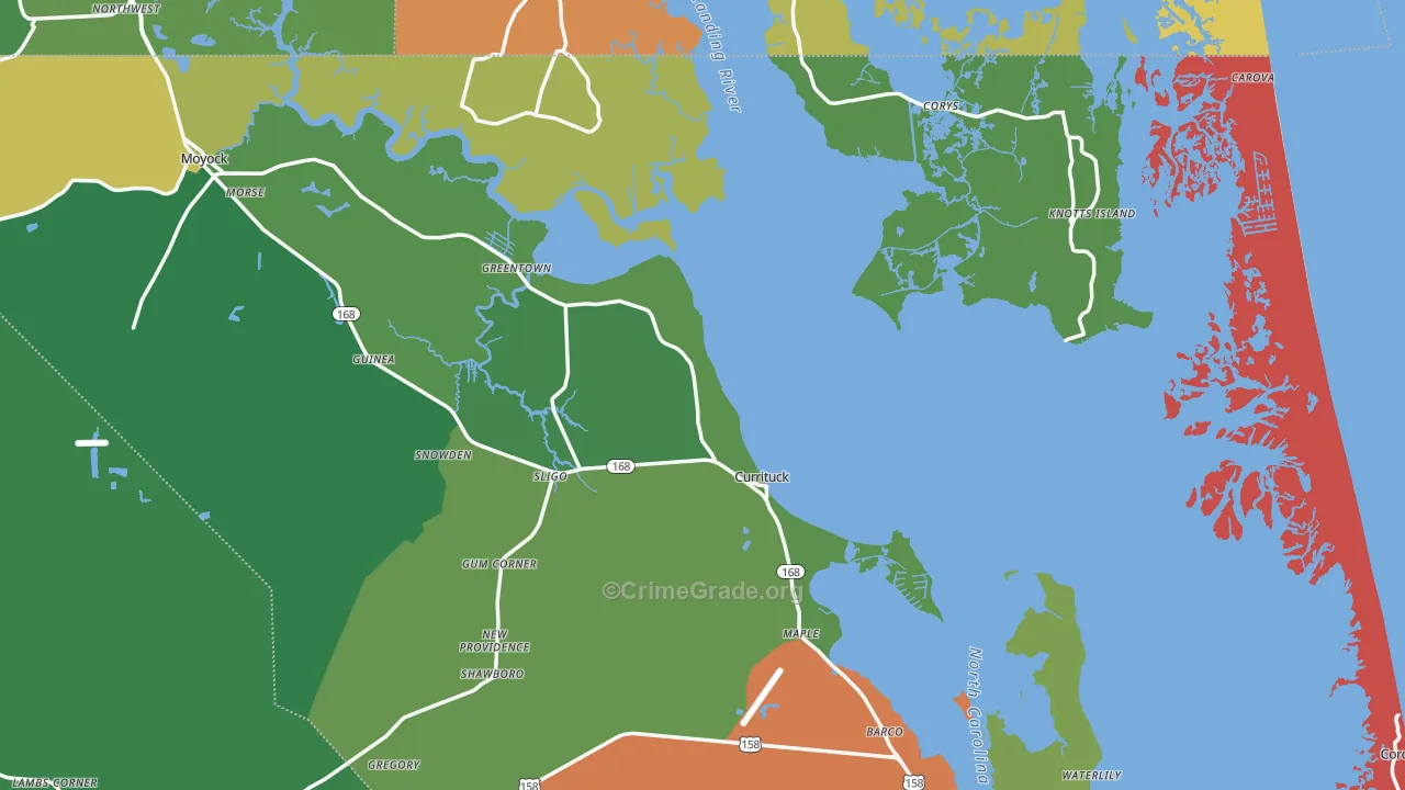 Currituck, NC Map of Vandalism Rates