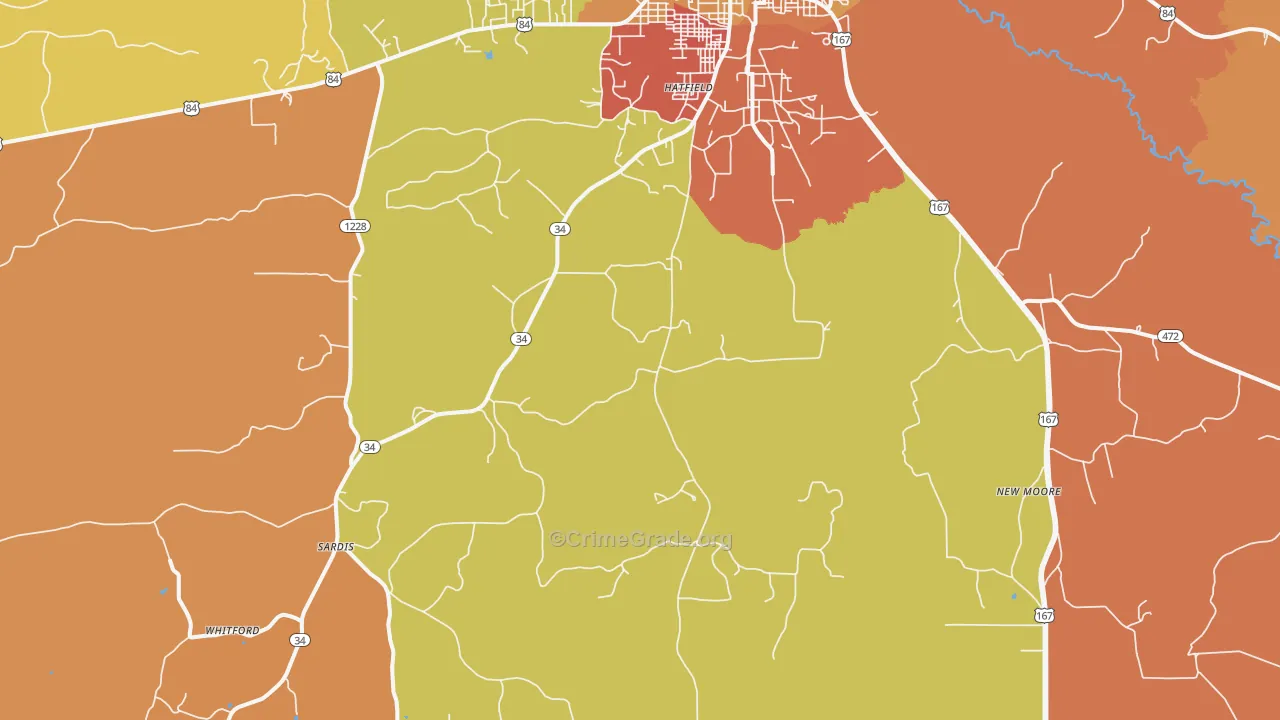 Curry, LA Map of Vandalism Rates
