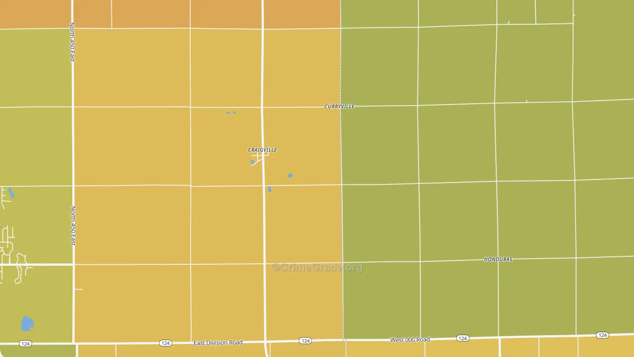 Curryville, IN Map of Vandalism Rates