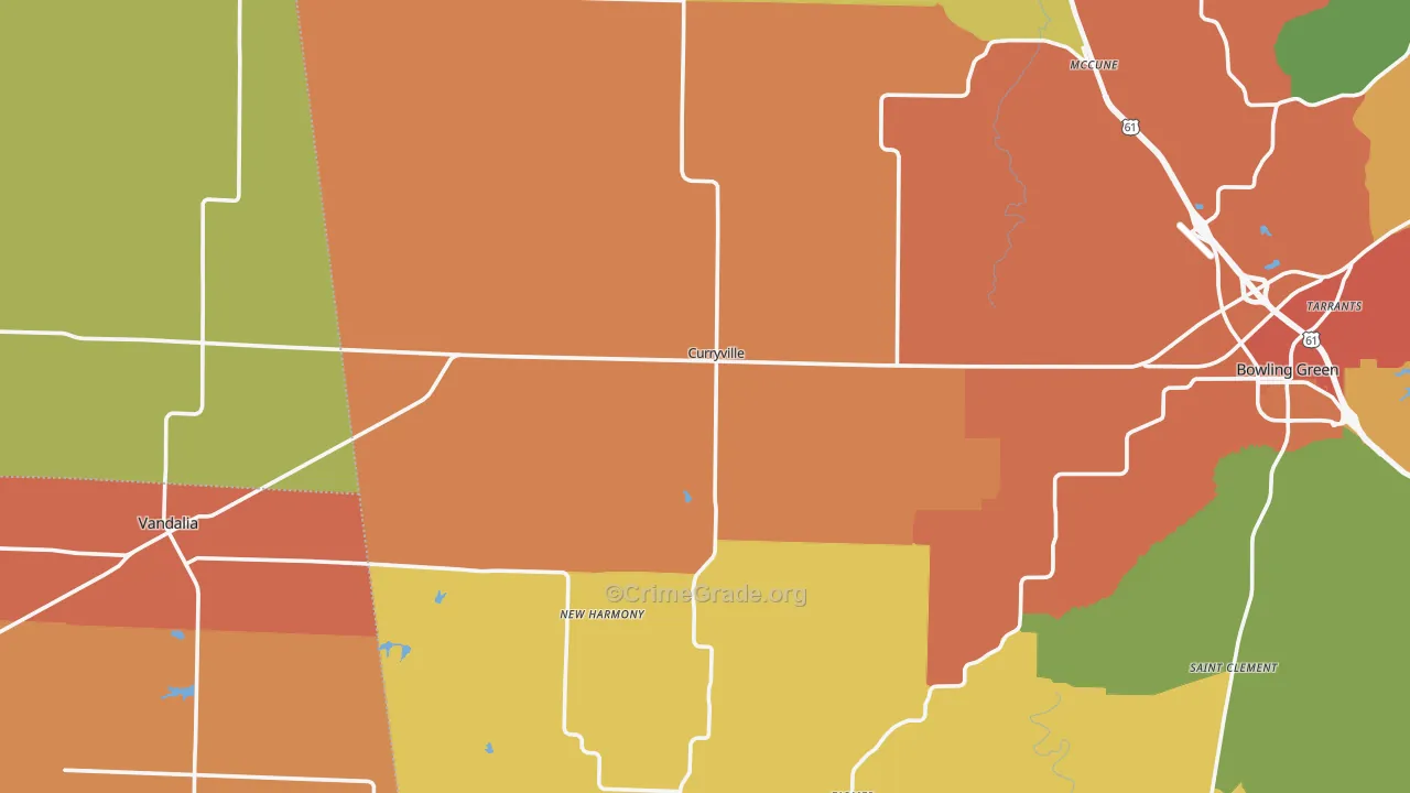 Curryville, MO Map of Vandalism Rates