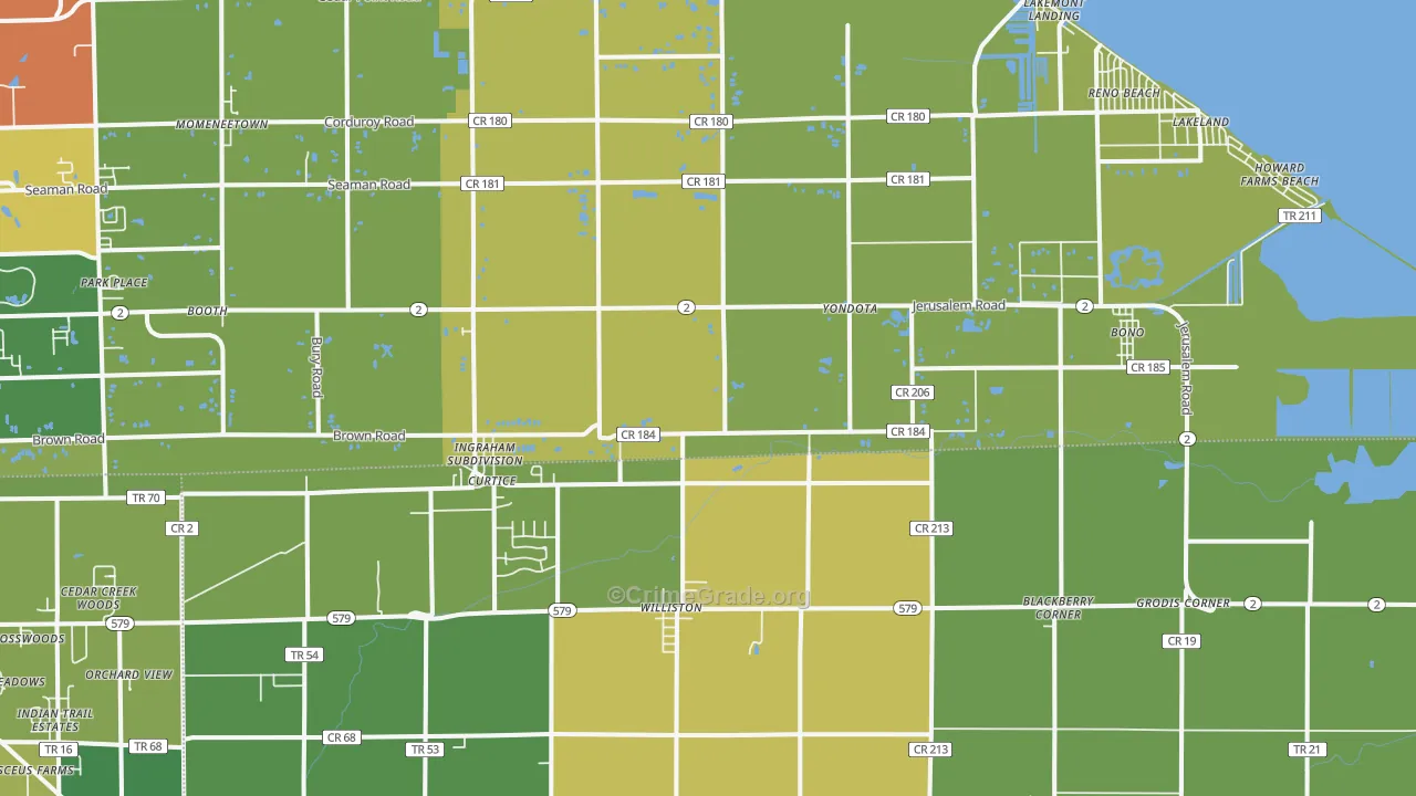 Curtice, OH Map of Vandalism Rates