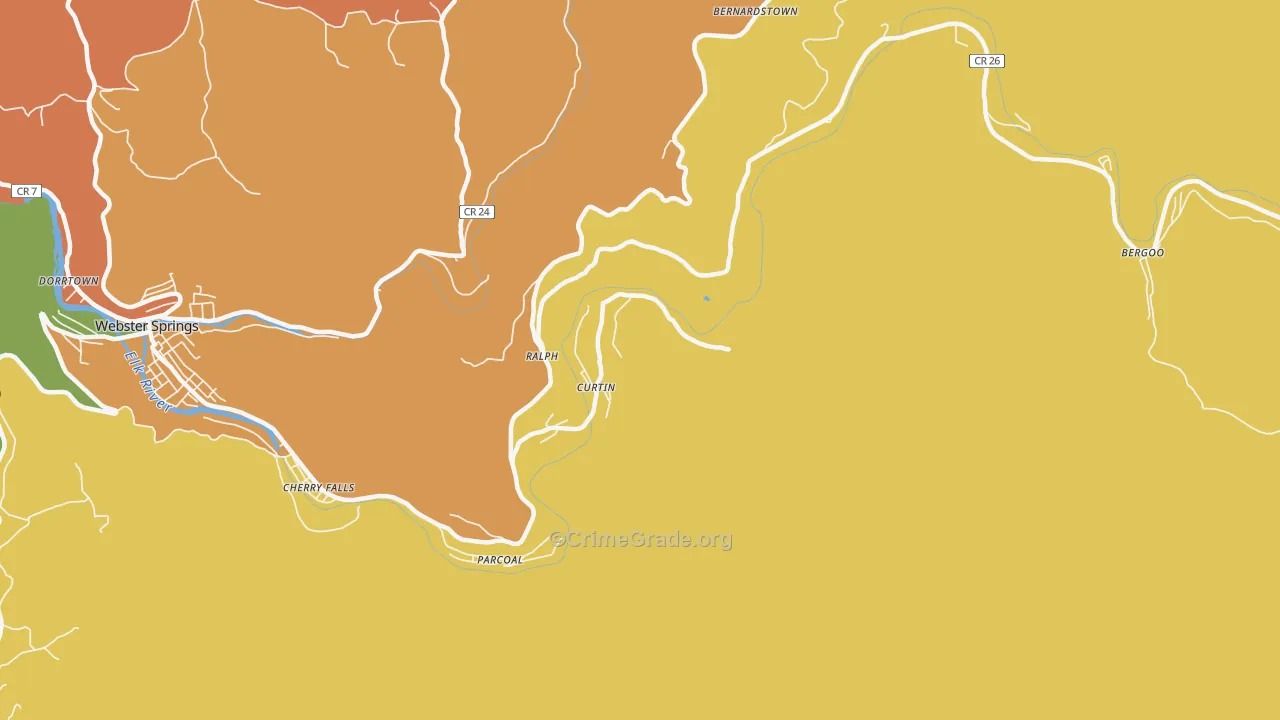 Curtin, WV Map of Vandalism Rates
