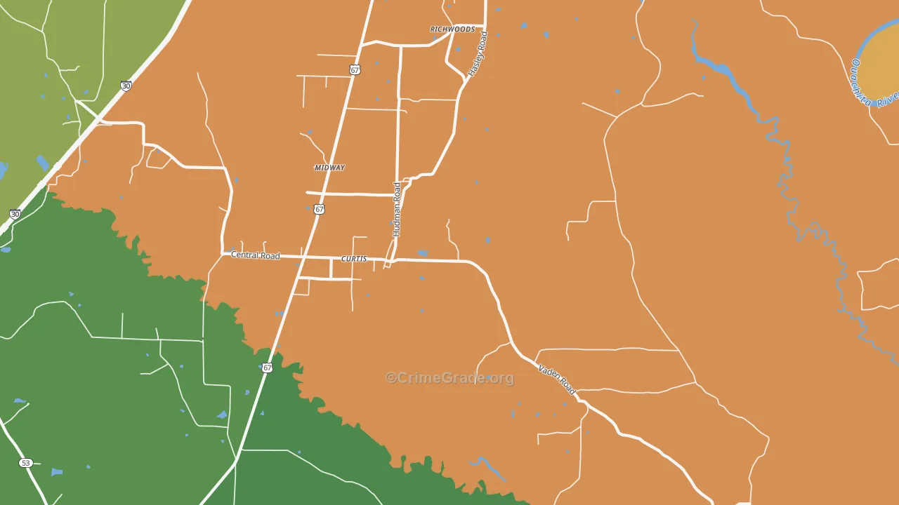 Curtis, AR Map of Vandalism Rates