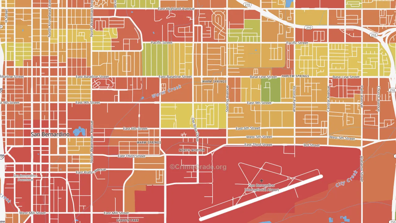 Curtis, Highland, CA Map of Vandalism Rates